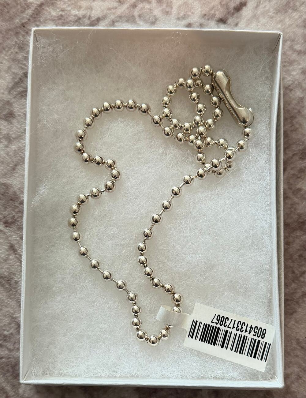 $1,495 NWT Ambush Silvertone Ball Chain Necklace One Size With Roller Clasp